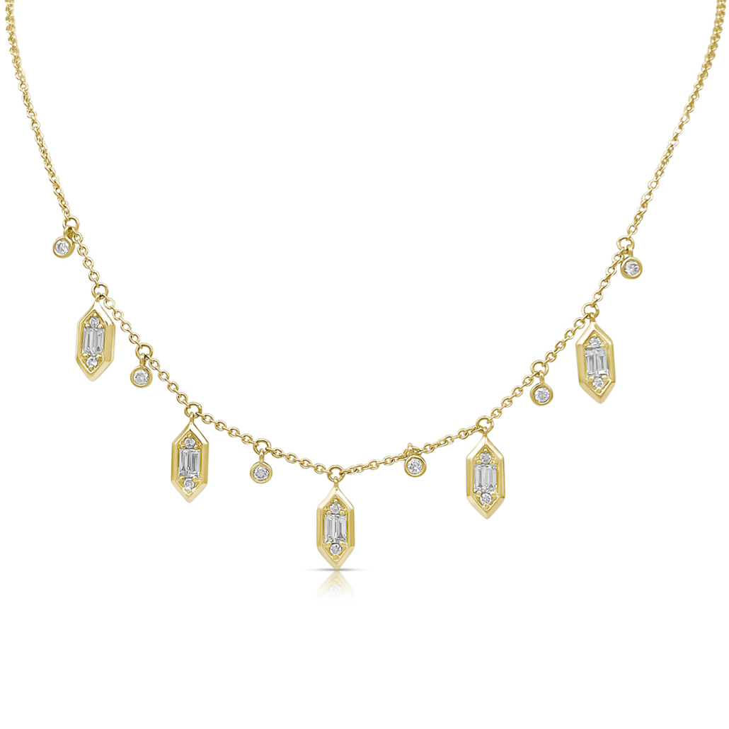 Golden Flicker: Baguette Diamond Charm Necklace in 14K Yellow Gold 2581-43
