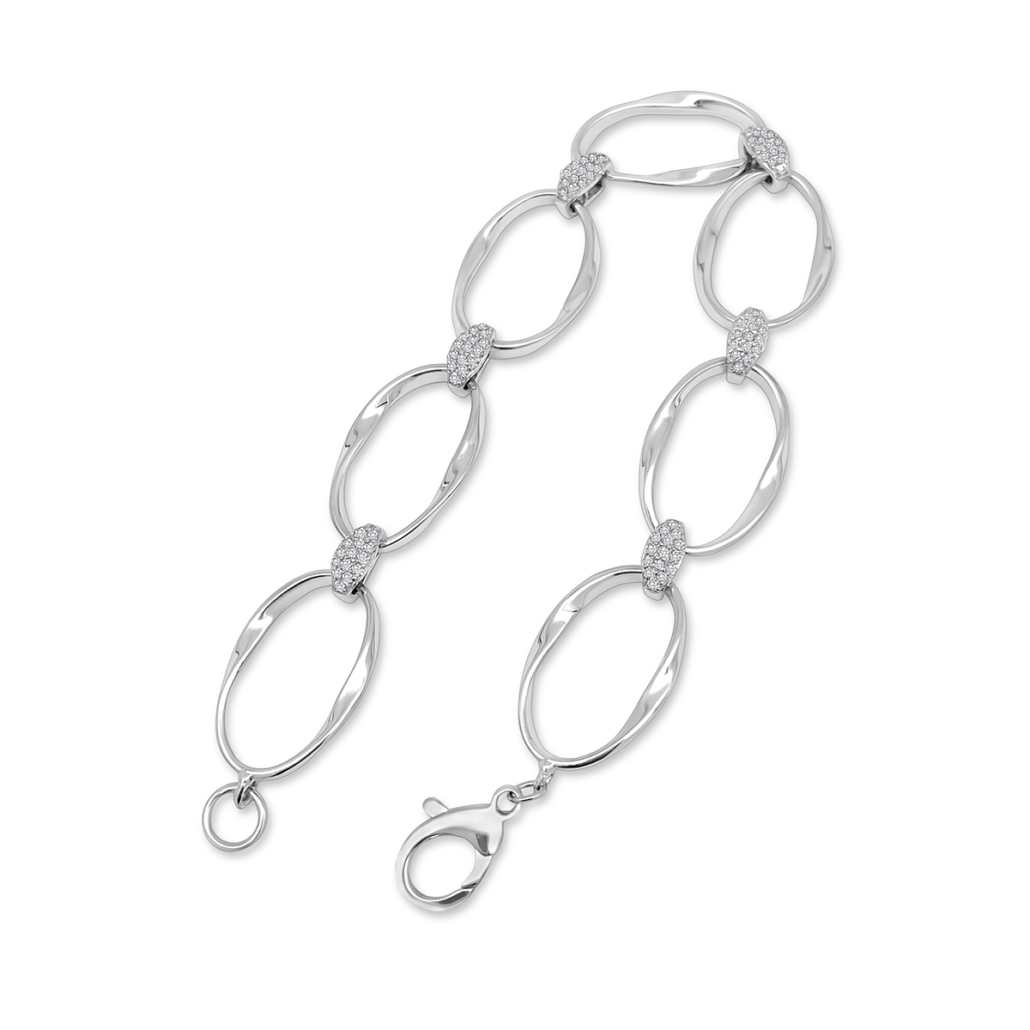 Sculpted Radiance: Diamond-Accented ChainLink Bracelet 2551-52