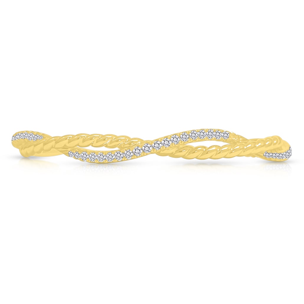 Twist of Brilliance: Braided Diamond Bangle in Yellow Gold 2557-53