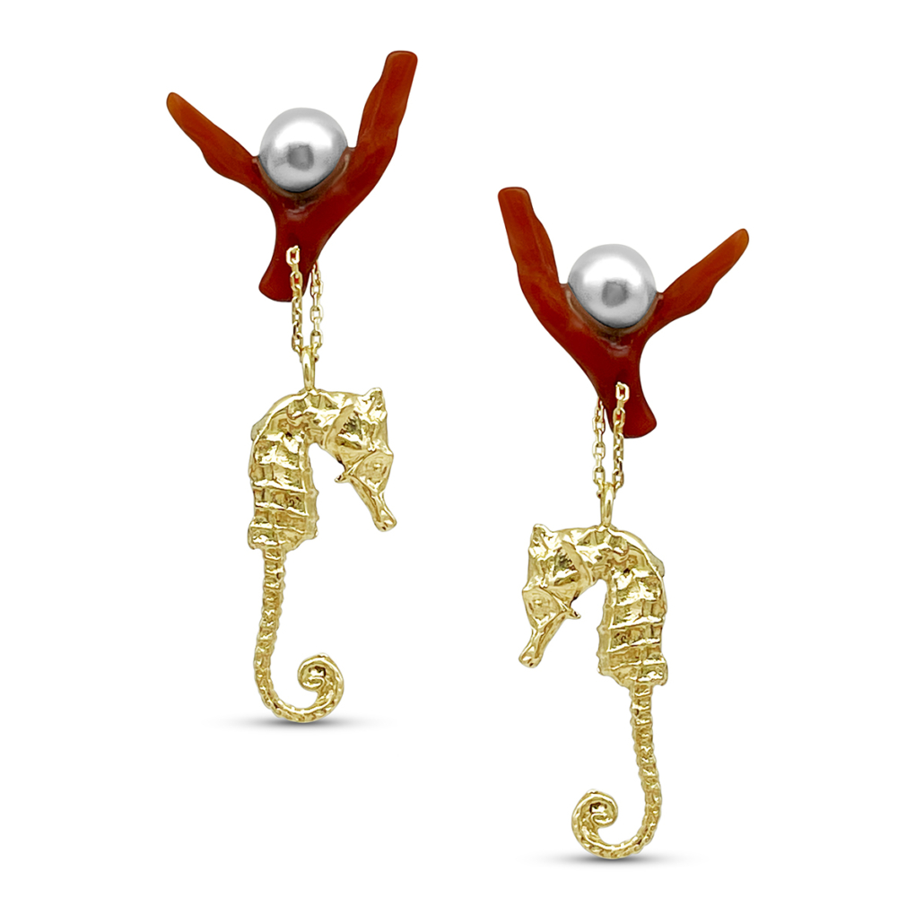 Golden Seahorses in Coral Embrace 2533-24