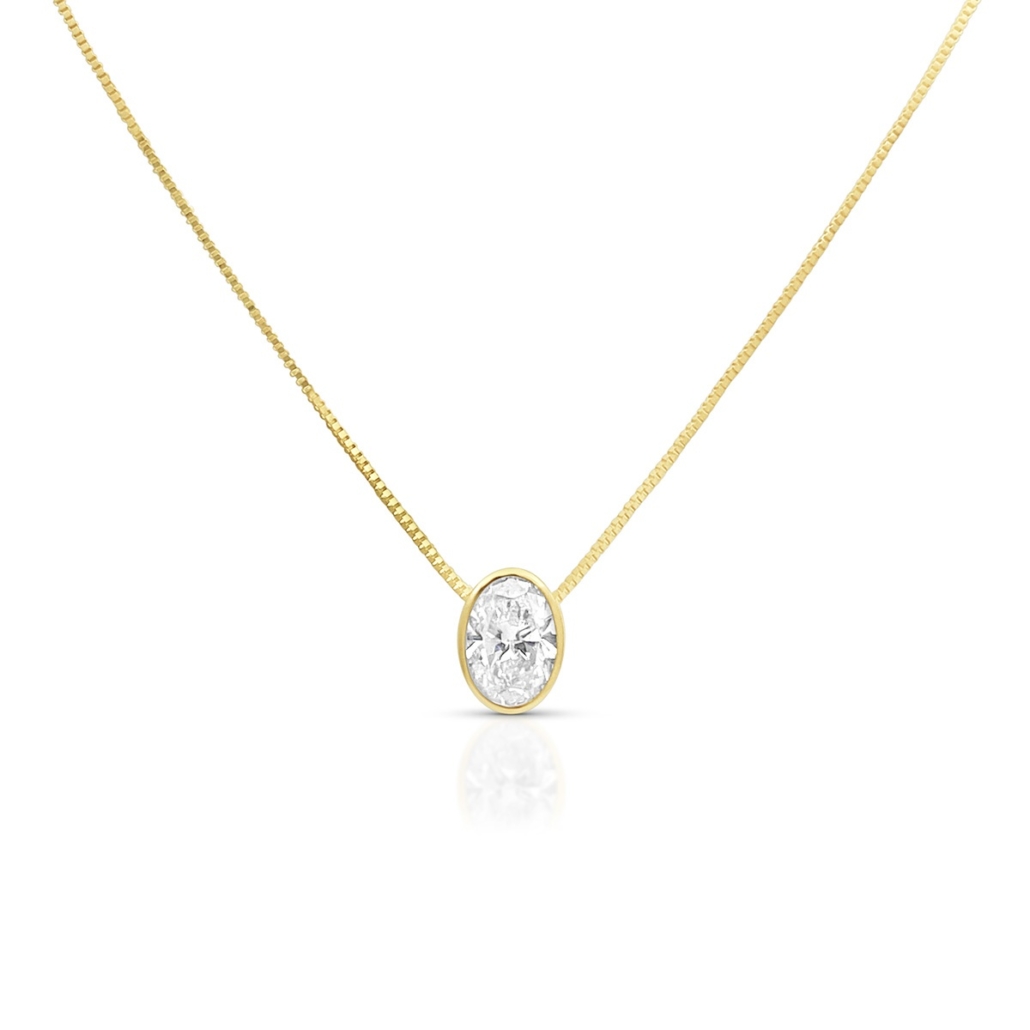 Bezel-Set Oval Diamond Necklace 2653-31