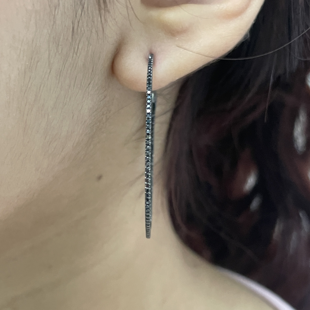 Alluring Black Diamond Hoops Earrings 2682-23