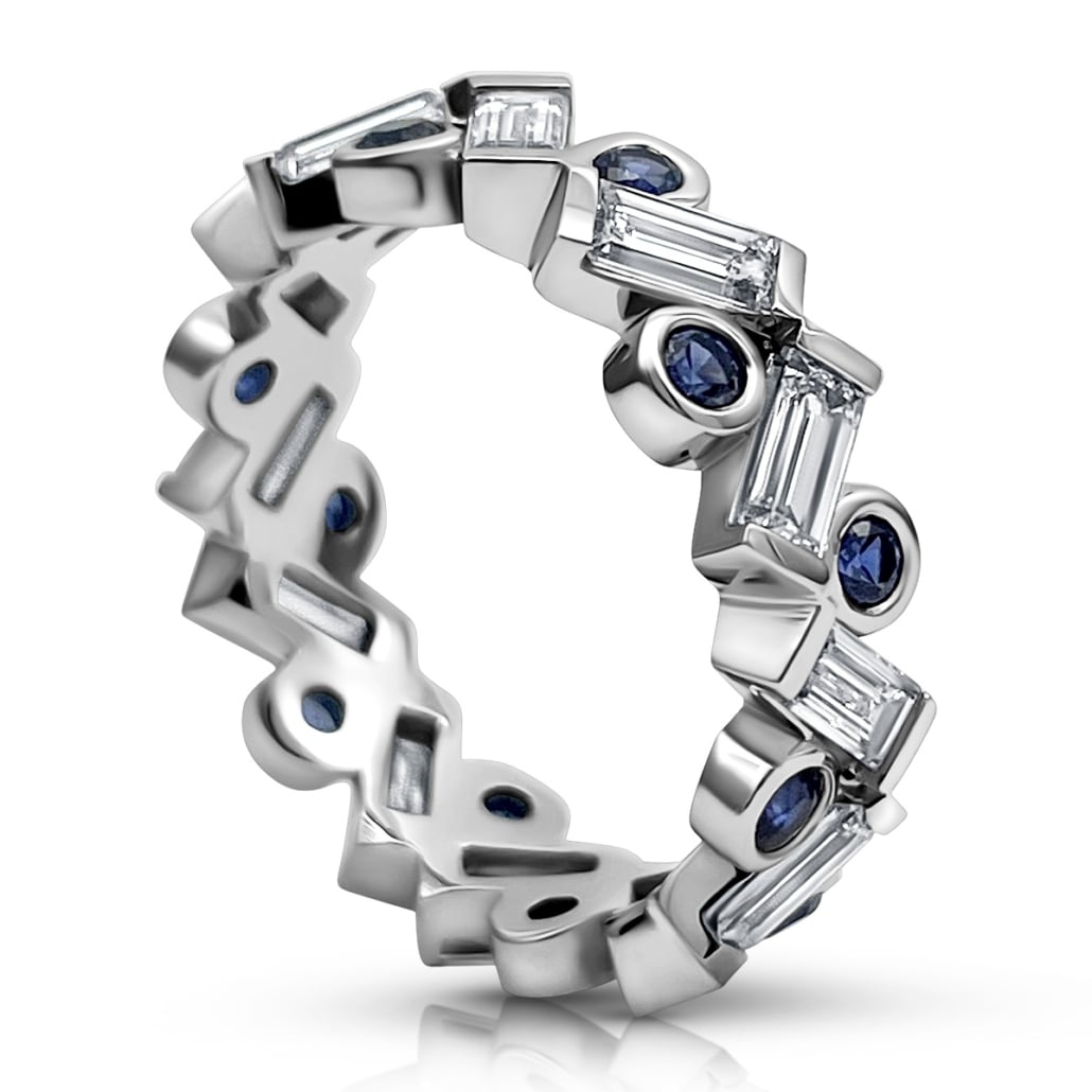 Sapphire and Baguette Diamond Eternity Band 2731-12