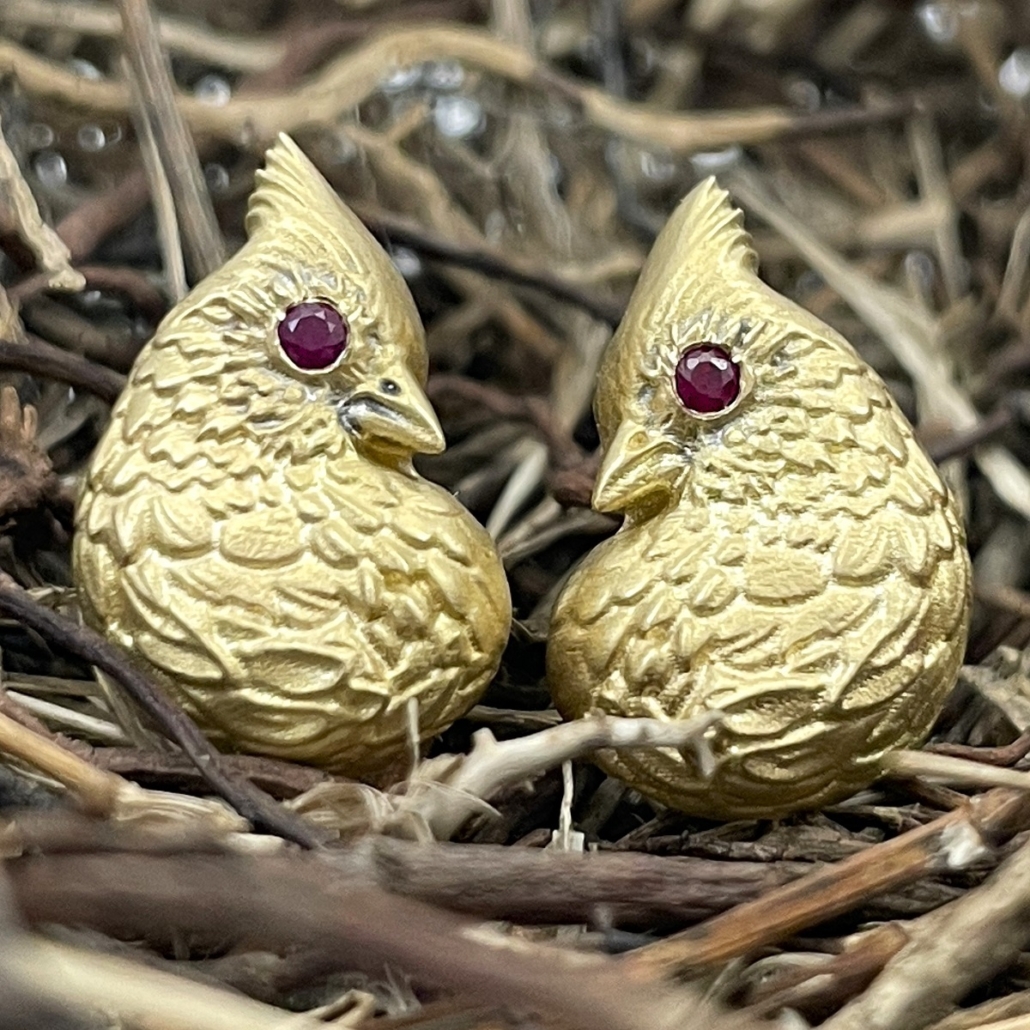 Golden Cardinals with Ruby Eyes 2667-22