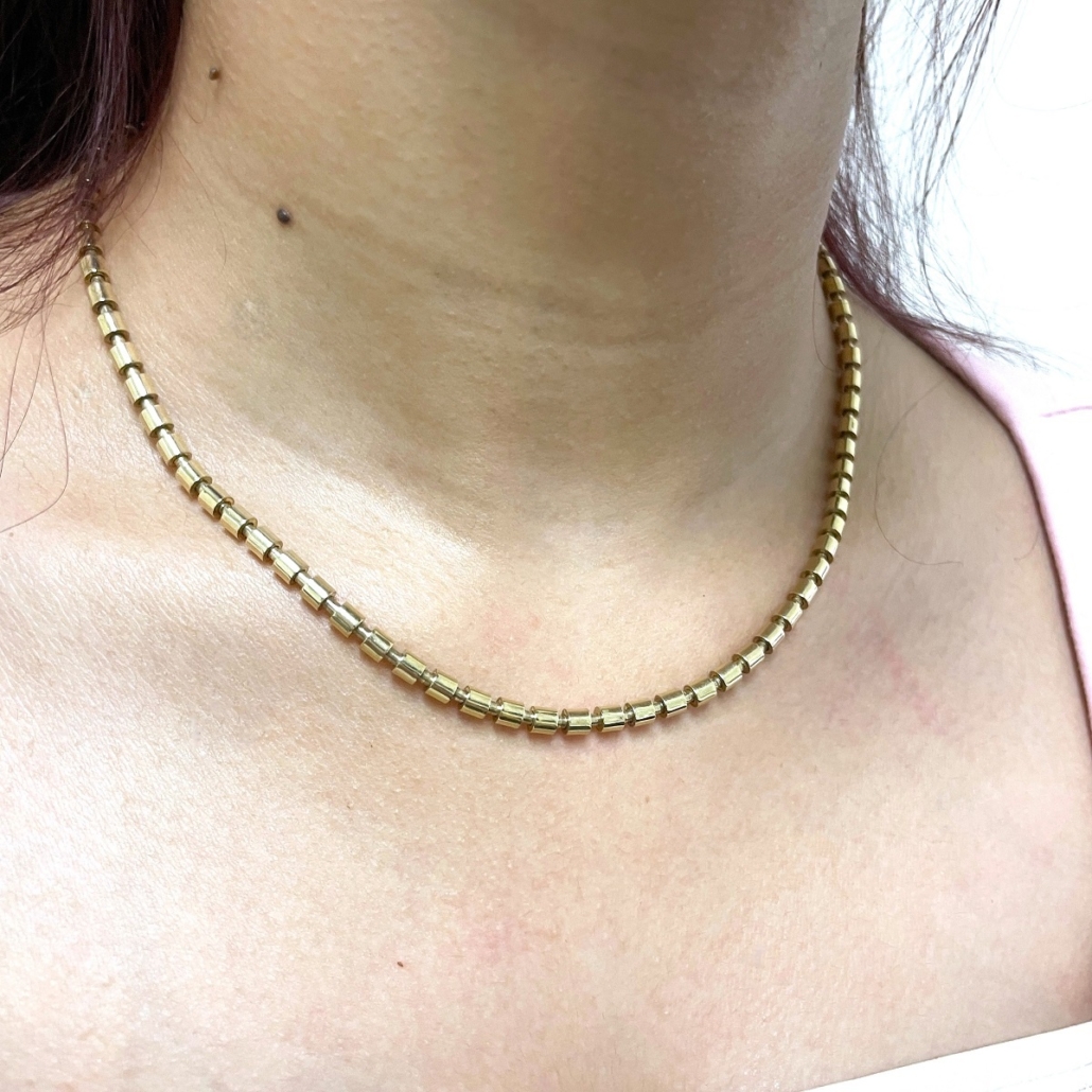 14k Yellow Barrel Link Chain Necklace 2679-41