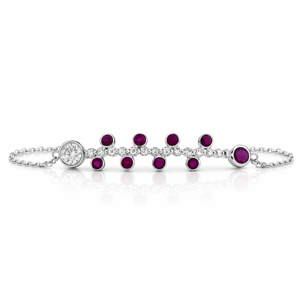 Diamond Line Bracelet with Ruby Drops 2742-52
