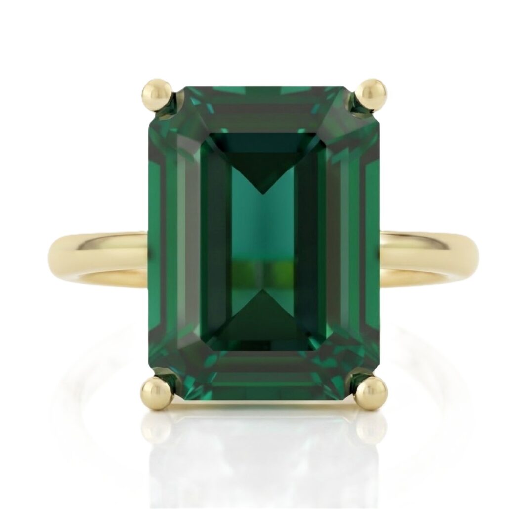 Forest Green Emerald Cathedral Ring 2763-13