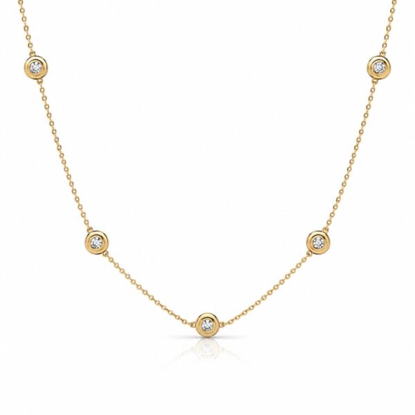 14k Yellow Gold Double Sided Diamond Disc Necklace 2803-43
