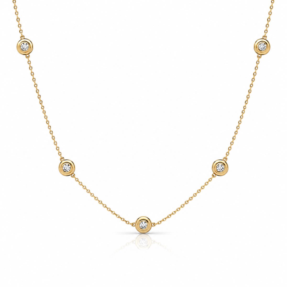 14k Yellow Gold Double Sided Diamond Disc Necklace 2803-43