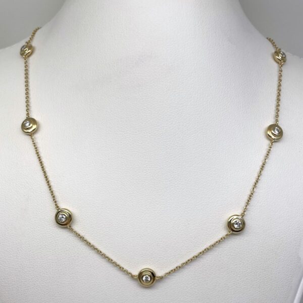 14k Yellow Gold Double Sided Diamond Disc Necklace 2803-43 alternate view