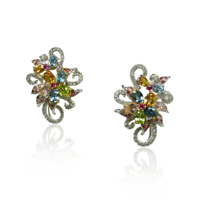 Florabella Earrings with 36 Garnets, among other stones