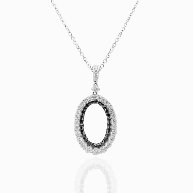 14K White Gold, 20 Days of Diamonds, Circle Pendant, Diamond District, Diamond Pendant, Fancy Black Treated Diamond, Fine Jewelry, Holiday 2017, holiday gifts, Natural Round Brilliant Diamond, NYC Jeweler