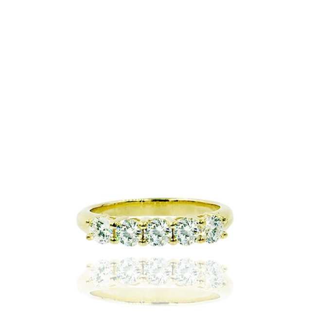 18K Yellow Gold Five Stone Diamond Band